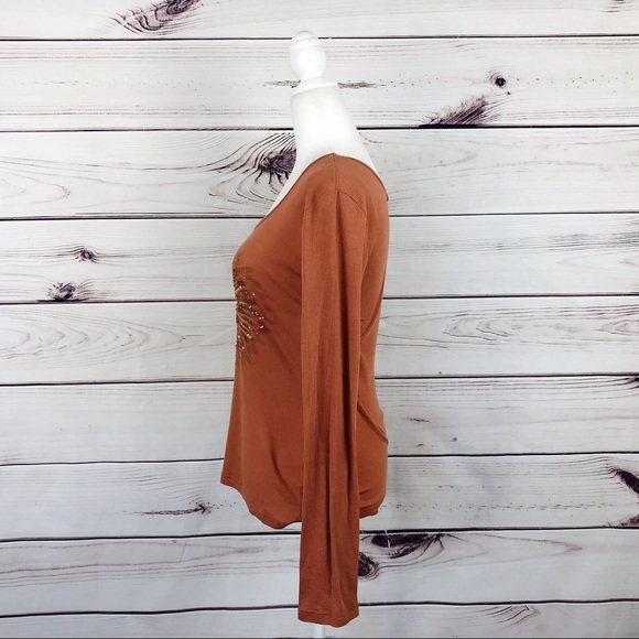 Daytrip Buckle Orange Ribbed Sequin Long Sleeve T - Picture 6 of 8